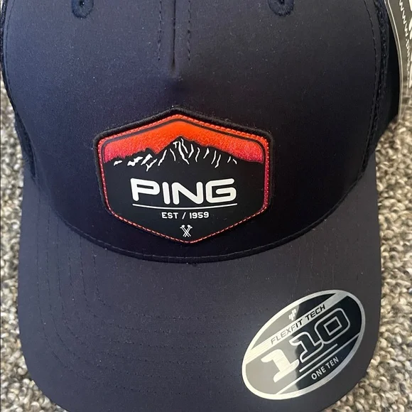Ping Dark Blue Trucker Golf Cap with Logo Patch NWT - Picture 2 of 6